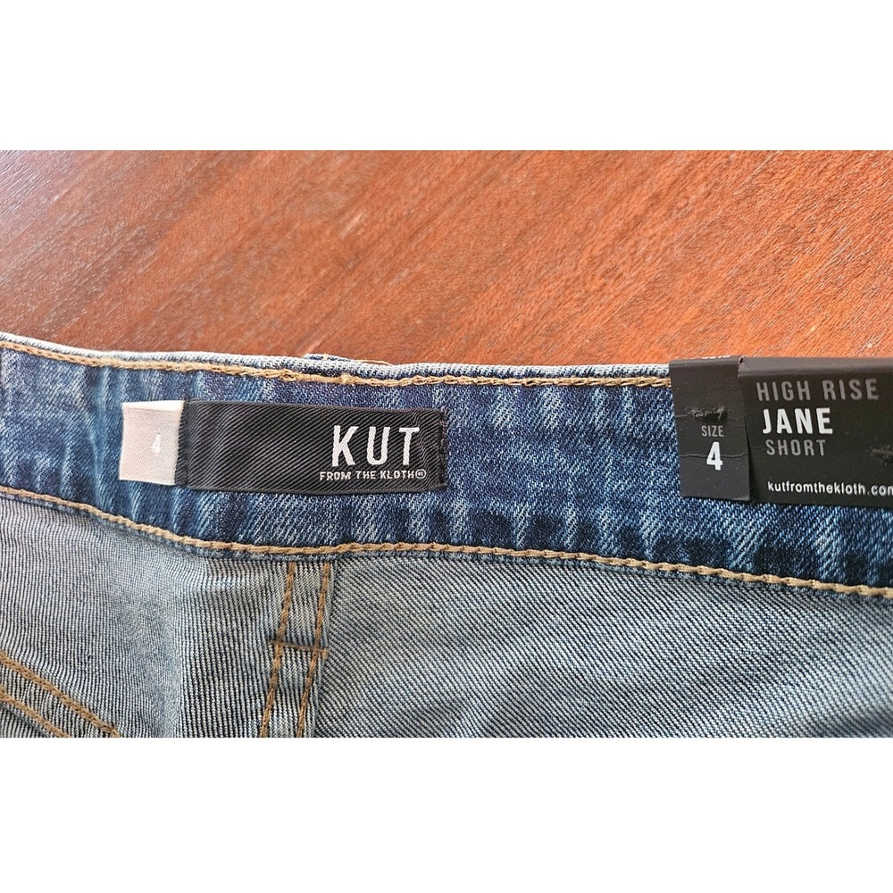KUT FROM THE KLOTH Jane Shorts Womens 4 Blue High Rise Button Fly Distressed - Picture 2 of 6